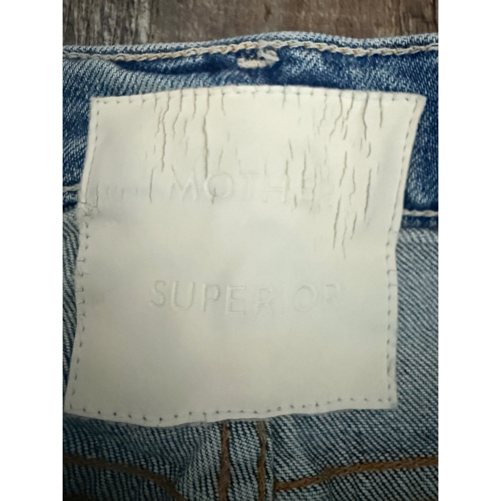 Mother Superior High Waisted Straight Leg Distressed Jeans Light Wash Size 26 - Picture 10 of 16